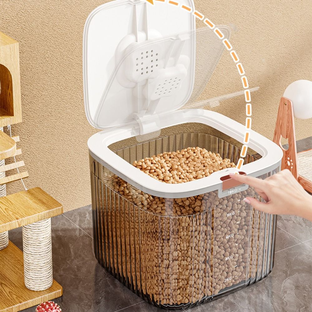 Food Storage Containers Plastic Box - กล่องเก็บอาหารสัตว์เลี้ยงแบบฝาพับ ปิดผนึก โปร่งใส สำหรับอาหารสุนัขและแมว ความจุขนาดใหญ่ ทำจากพลาสติก