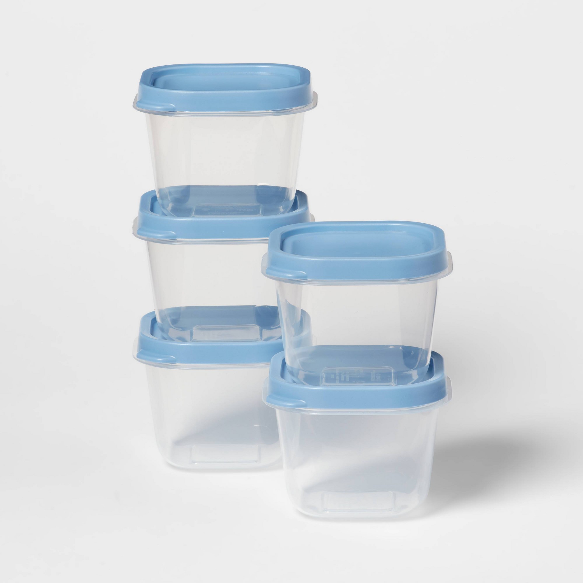 Food Storage Containers Plastic Box - ชุดกล่องเก็บอาหารพลาสติกสีน้ำเงิน 10 ชิ้น พร้อมฝาปิด, กล่องเตรียมอาหารขนาด 2