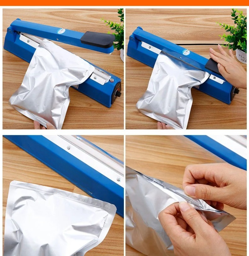 Food Storage In Stainless Steel - เครื่องซีลถุงพลาสติกแบบกดมือ 300 รุ่นใช้งานด้วยมือ, เครื่องซีลถุงความร้อนขนาดเล็กสำหรับใช้ในครัวเรือนเพื่อเก็บรักษาและบรรจุอาหาร