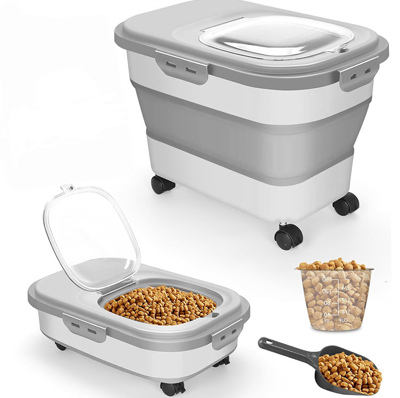Best Food Storage - ถังอาหารสัตว์เลี้ยงแบบพับได้อเนกประสงค์ ความจุขนาดใหญ่ สไตล์มินิมอล สำหรับแมวและสุนัข ขายส่งยอดนิยม