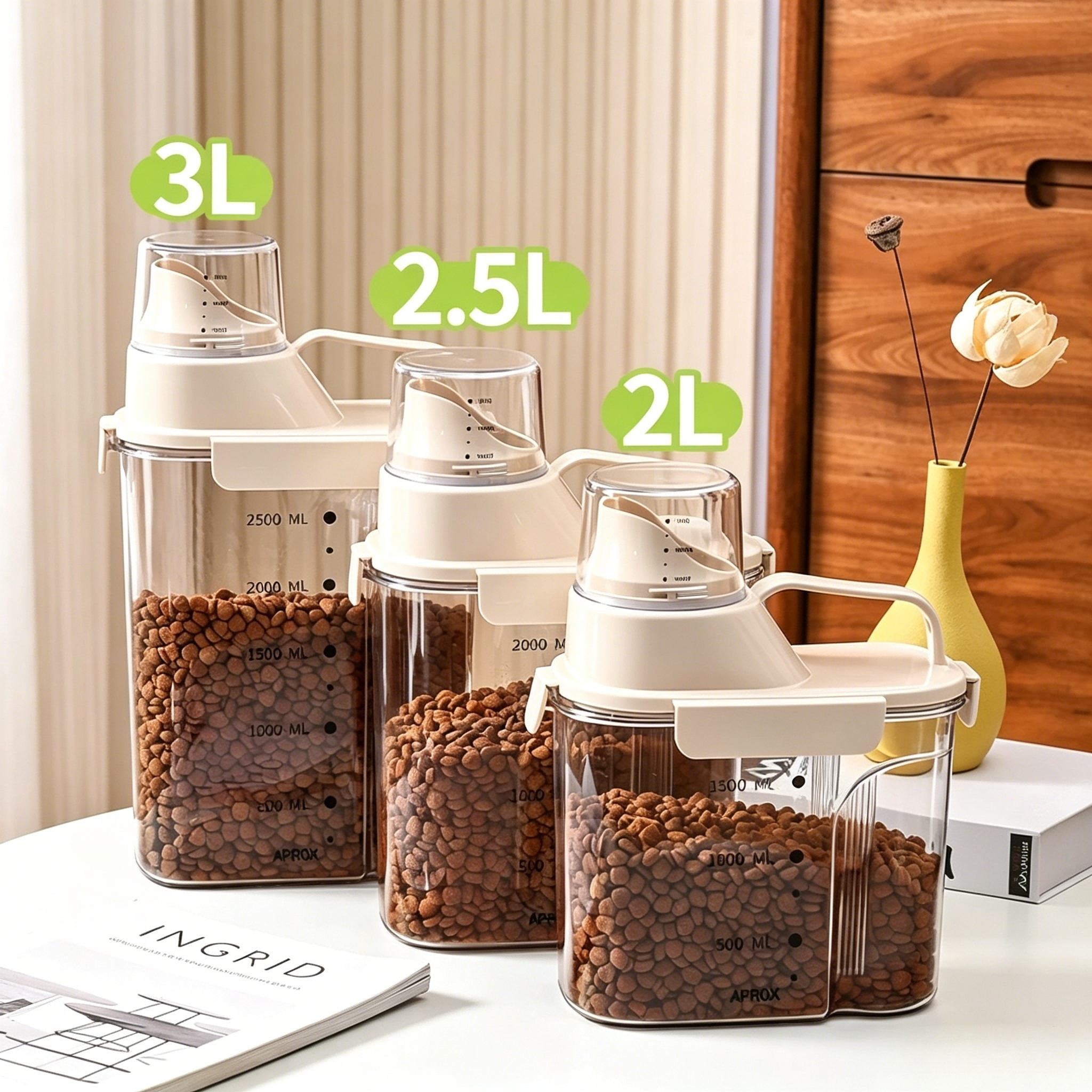 Food Storage Containers Plastic Box - กล่องเก็บอาหารสัตว์เลี้ยงแบบสุญญากาศ 1 กก./2 กก./2.5 กก./3 กก.