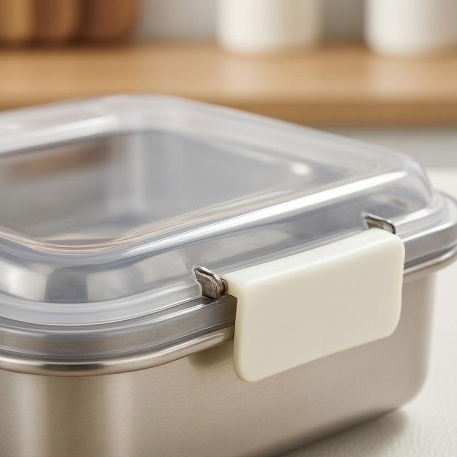 Food Storage In Stainless Steel - ภาชนะเก็บอาหารสแตนเลส ฝาปิดโปร่งใส ภาชนะใส่อาหารสแตนเลส ป้องกันการรั่วซึม วางซ้อนกันได้สำหรับการเดินทาง