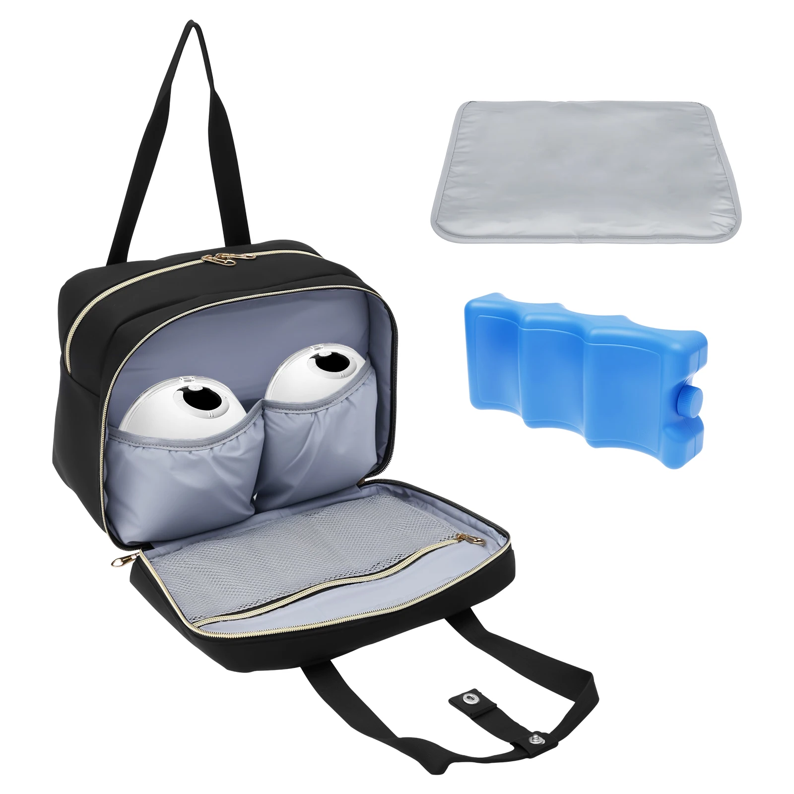 Food Storage Keep Warm - กระเป๋าเก็บน้ำนมแม่พร้อมแผ่นน้ำแข็งและแผ่นกันน้ำ กระเป๋าเก็บความเย็นน้ำนมแม่แบบพกพา ใช้งานได้แบบแฮนด์ฟรี