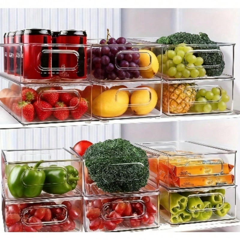 Food Storage In Cabinets - ชุดกล่องเก็บผลไม้พลาสติก 6 ชิ้น แบบซ้อนได้ กล่องเก็บอาหาร ตู้เก็บของ