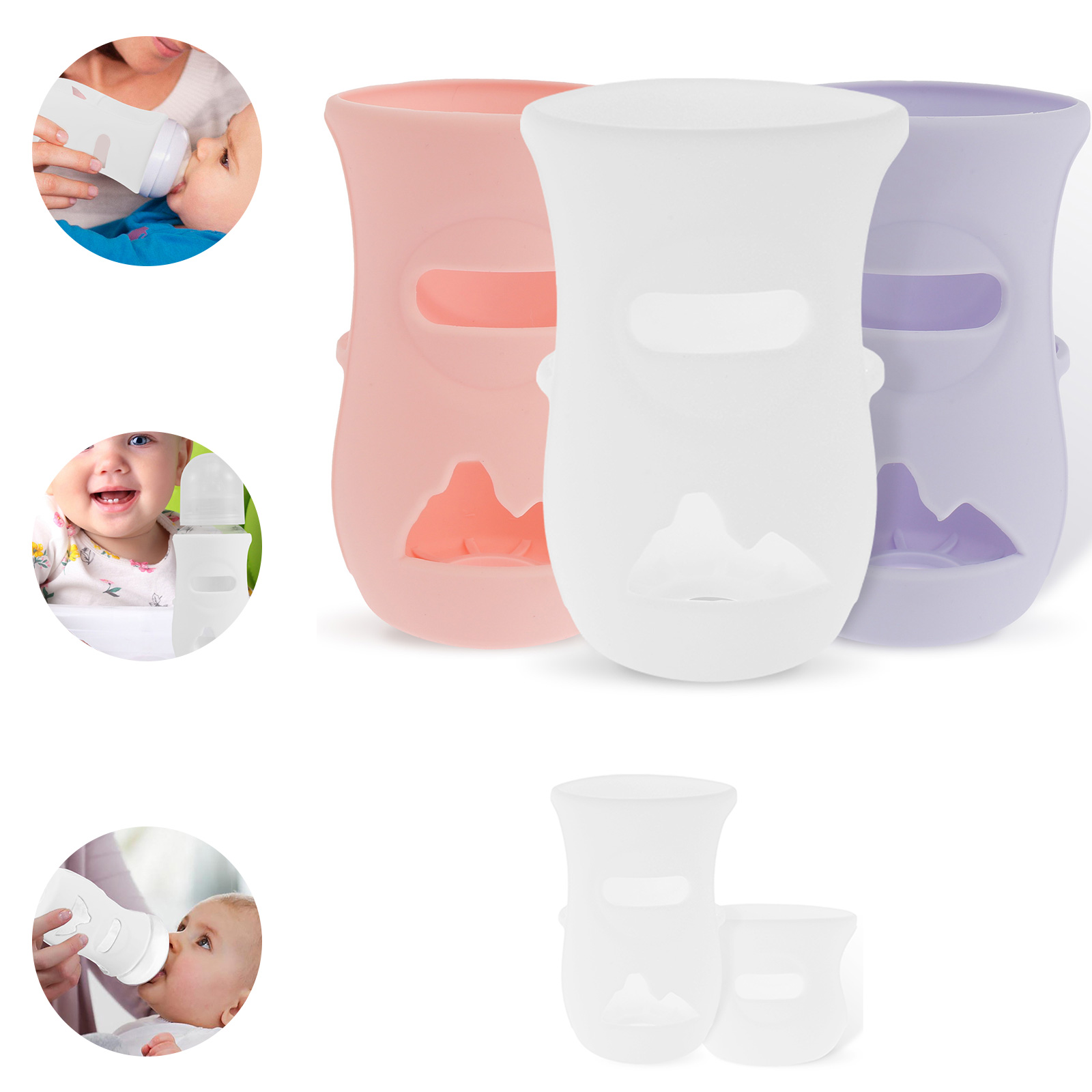 Food Storage Keep Warm - แขนซิลิโคนซิลิโคนเด็กขวดแก้วฉนวนขวดใช้งานร่วมกับ AVENT แก้วขวดนมธรรมชาติ 4/8Oz