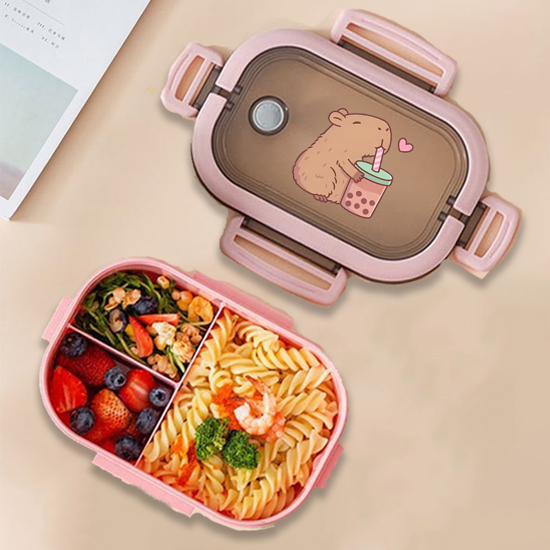 Food Storage Order - กล่องข้าวกลางวันลายคาปิบาร่า ลายการ์ตูนอนิเมะ กล่องเก็บอาหารสำหรับเด็ก กล่องอาหารกลางวันสำหรับเด็กนักเรียน ปิกนิก กล่องอาหารกลางวันสำหรับเด็กชายและเด็กหญิง