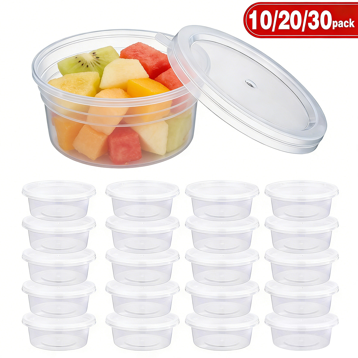 Food Storage Order - 10/20/40 แพ็ค ภาชนะใส่สไลม์ขนาดเล็กพร้อมฝาปิด, ภาชนะใส่เครื่องปรุงรส ถ้วยพลาสติกสำหรับใส่อาหาร