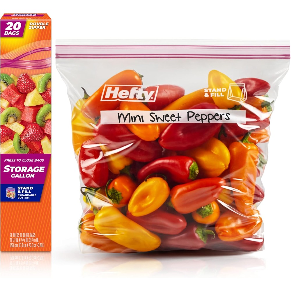 Food Storage Bag - ถุงพลาสติกแบบกดปิด ขนาดแกลลอน สำหรับเก็บอาหาร แช่แข็งได้ 20 ใบ