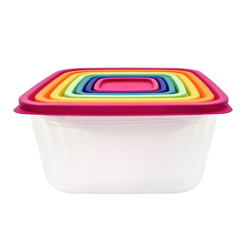 Best Food Storage - ชุดกล่องเก็บอาหารพลาสติกสีรุ้ง Mainstays, หลายสี, 14 ชิ้น, เหมาะสำหรับเก็บอาหารที่เหลือและอุ่นซ้ำ
