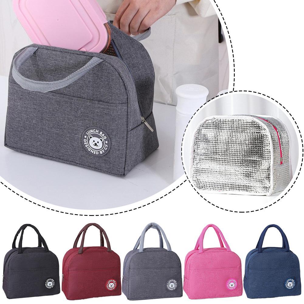 Food Storage Keep Warm - ถุงอาหารกลางวันแบบมีฉนวน กระเป๋าเก็บความเย็นแบบพกพา กล่องเก็บความเย็นอลูมิเนียมฟอยล์กันน้ำ สำหรับนักเรียน ทำงาน ออฟฟิศ