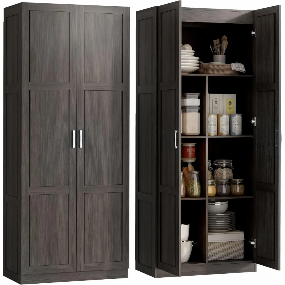Food Storage Kitchen Cabinet - ตู้เก็บของในครัว HOMCOM สูง 71 นิ้ว พร้อมชั้นวางปรับระดับได้