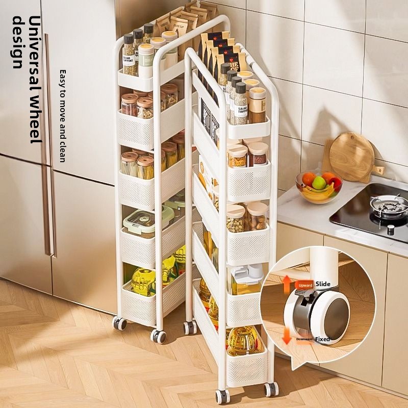 Food Storage In Cabinets - สแตนเลสห้องครัวชั้นวางรอยแยกตู้เย็นด้านข้างดึงออกตู้ห้องน้ํารถเข็นแคบมากช่องว่างตู้เก็บของ