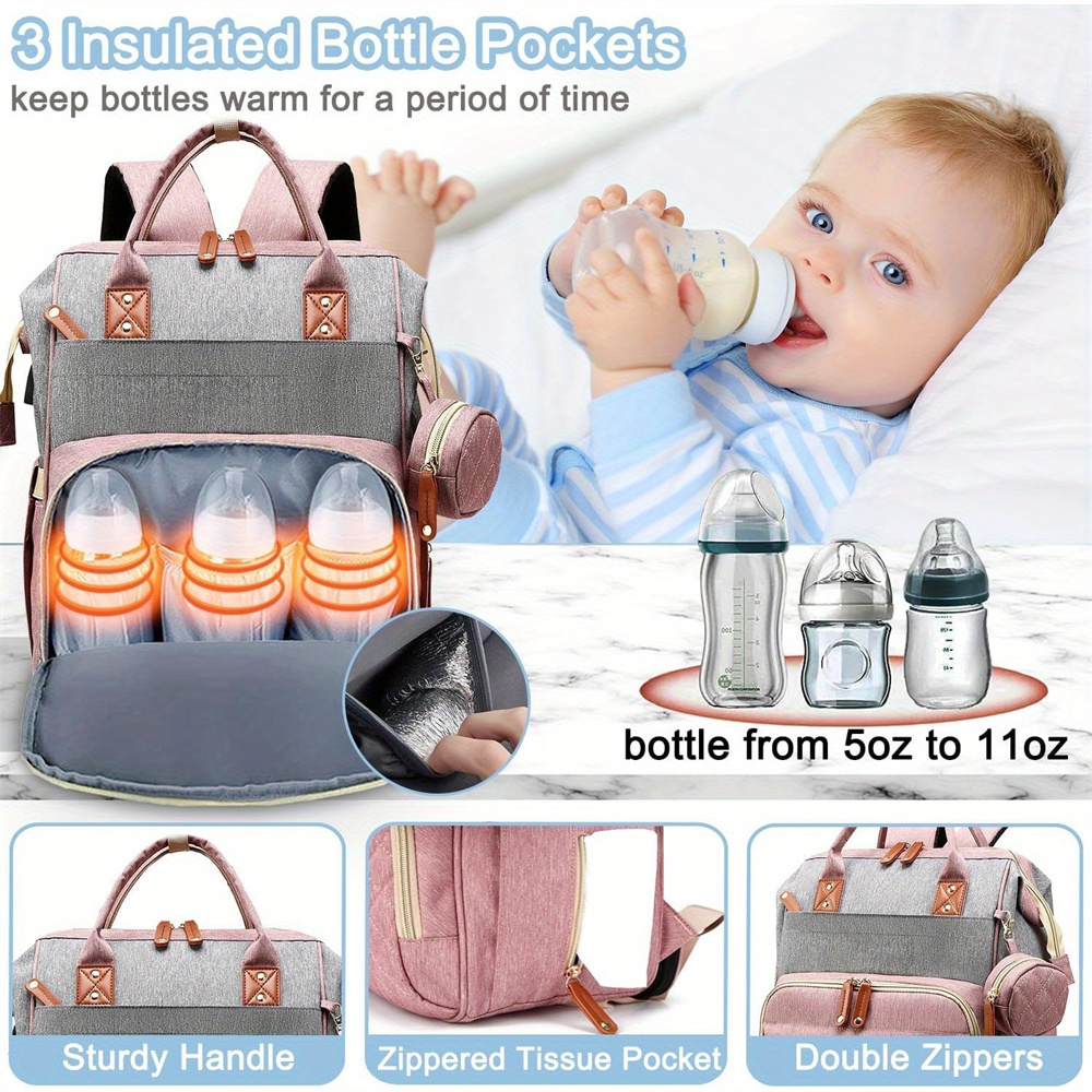 Food Storage Moms - กระเป๋าผ้าอ้อมกระเป๋าเป้สะพายหลังกระเป๋าเด็ก,เด็กทารกกระเป๋าผ้าอ้อมสําหรับพ่อแม่พร้อมแผ่นรอง,16 กระเป๋า,Pacifier Case,กระเป๋าผ้าอ้อมขนาดใหญ่Unisex