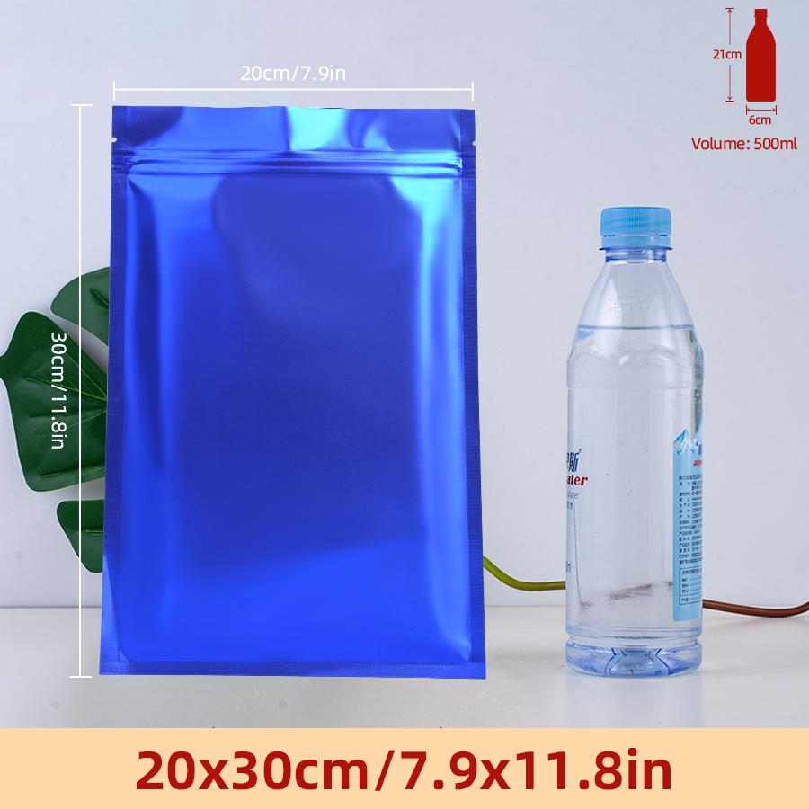 Food Storage Bag - 100 ชิ้น ถุงซิปฟอยล์สีน้ำเงินด้าน, ถุงเก็บของแบบใช้ซ้ำได้สำหรับขนมโฮมเมด, อาหารประจำวันแบบต่างๆ แพ็คสินค้าชิ้นเล็ก