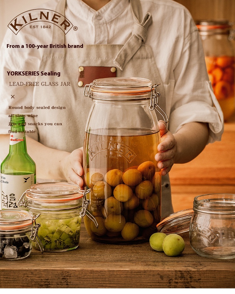 Food Storage Uk - ขวดแก้วใสสำหรับเก็บอาหารในครัว ยี่ห้อ UK Kilner ปิดผนึกอย่างดี เหมาะสำหรับเก็บธัญพืชและอาหารแห้ง