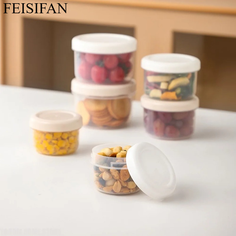 Food Storage Containers Plastic Box - กล่องเก็บอาหารพลาสติกทรงกลมแบบพกพาพร้อมฝาปิด กล่องเก็บอาหารสดแบบสุญญากาศสำหรับตู้เย็นในครัว