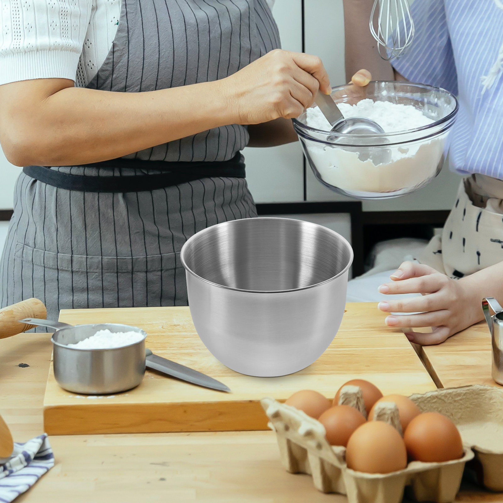 Food Storage In Stainless Steel - ชามผสมสแตนเลสหนา ชามโลหะหนาสำหรับทำอาหาร อบขนม นวดแป้ง สลัด เตรียมอาหาร