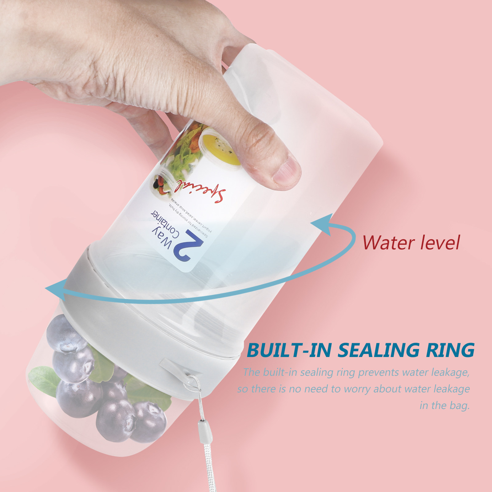 Food Storage Containers Plastic Box - กล่องเก็บอาหารแบบปิดผนึกสองชั้น 2 ชิ้น กล่องใส่อาหารแบบพกพา ขนาดใหญ่ น้ำหนักเบา