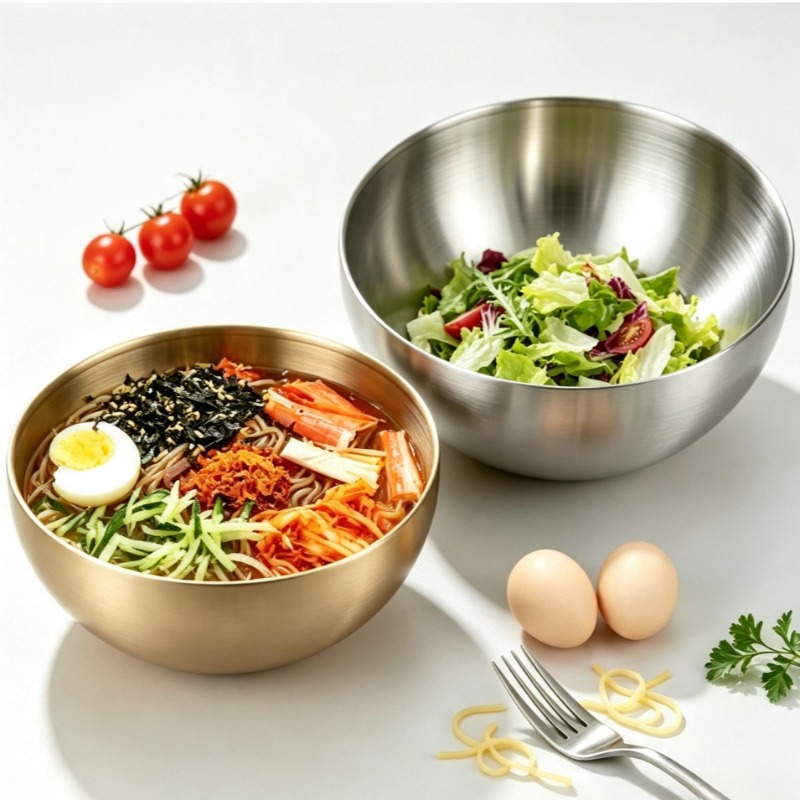 Food Storage In Stainless Steel - ชามผสมสแตนเลส ชามสลัดโลหะ ภาชนะเก็บอาหารสำหรับการอบ การทำอาหาร การทำสลัด และซุป