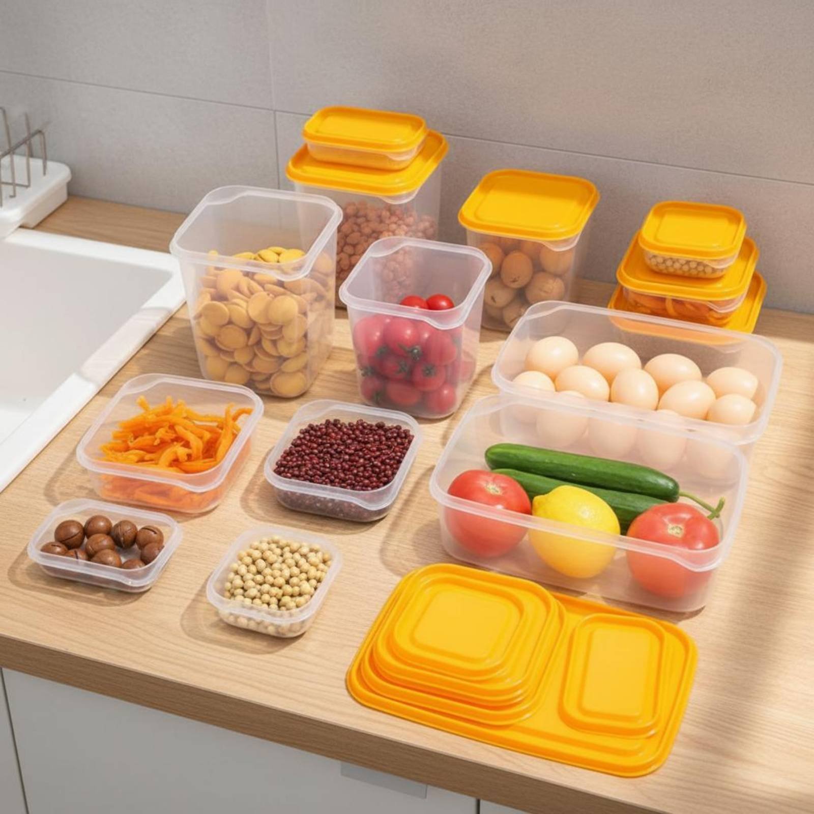 ชุดกล่องเก็บอาหารในตู้เย็น 17  - Food Storage Containers Plastic Box บทวิจารณ์และราคา