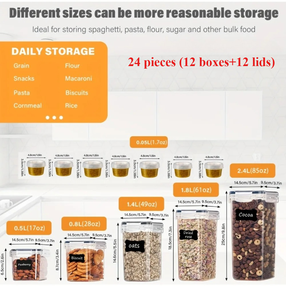 24 ชิ้น กล่องเก็บอาหาร 12 กล่อ - Food Storage Order บทวิจารณ์และราคา