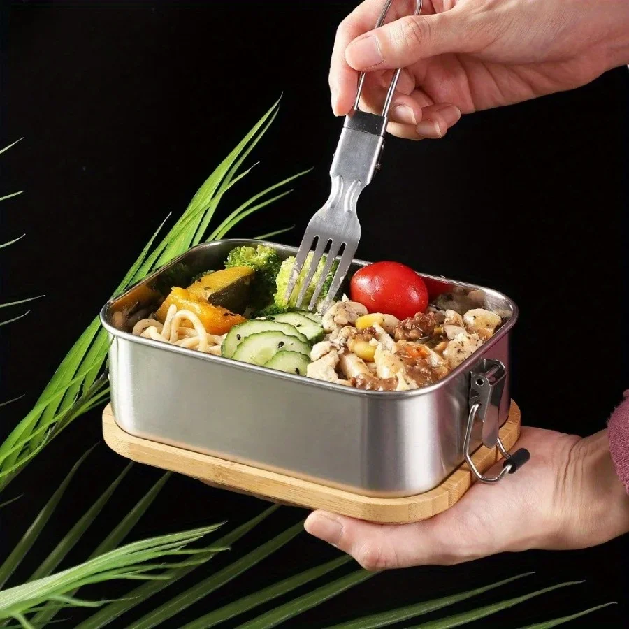 กล่องข้าวกลางวันฝาปิดทำจากไม้ไ - Food Storage In Stainless Steel บทวิจารณ์และราคา