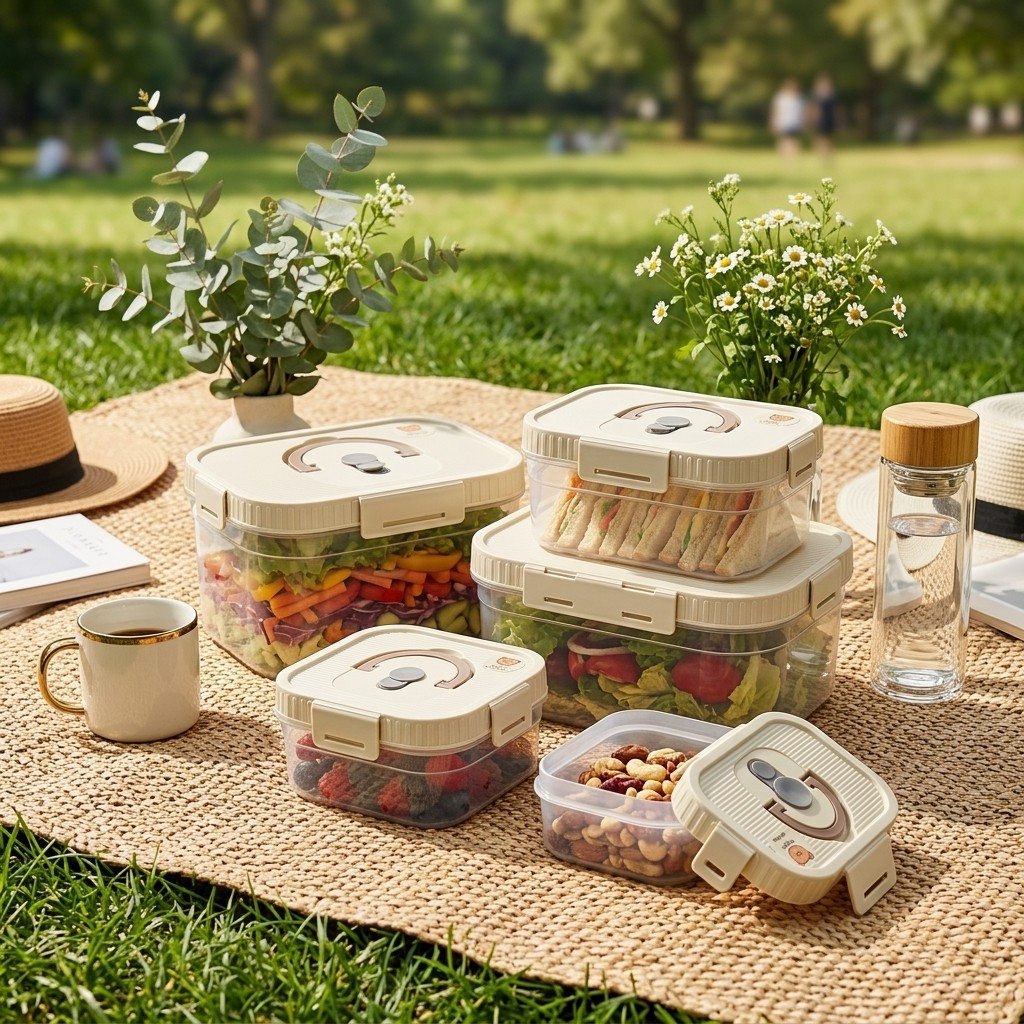 กล่องเก็บอาหารแบบซ้อนได้พร้อมห - Food Storage Containers Plastic Box บทวิจารณ์และราคา