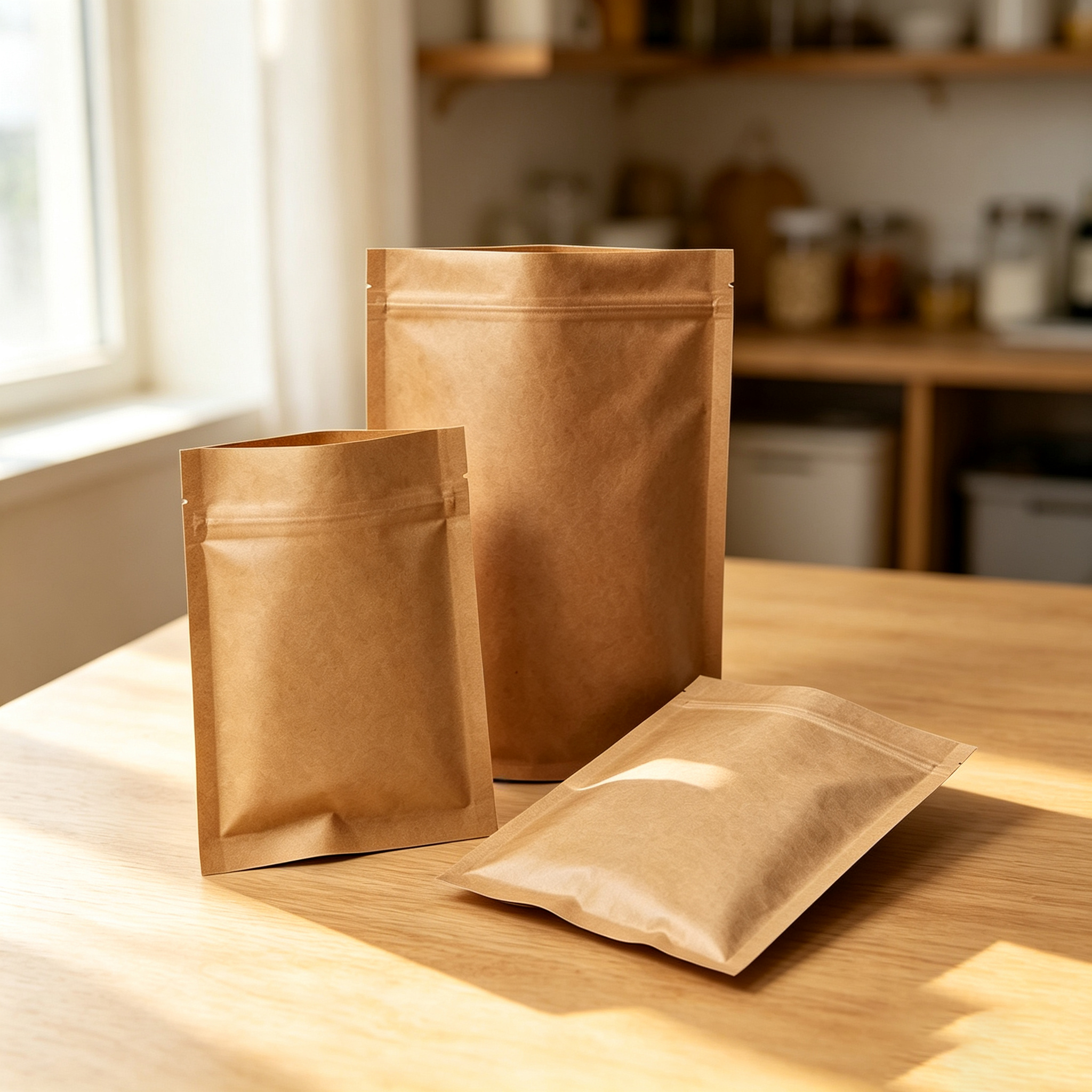 100PCS กระดาษคราฟท์สีน้ำตาลซิป - Food Storage Bag บทวิจารณ์และราคา