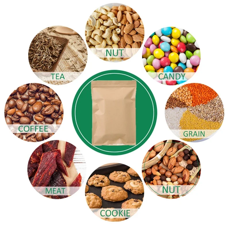 100PCS กระดาษคราฟท์สีน้ำตาลซิป - Food Storage Bag บทวิจารณ์และราคา