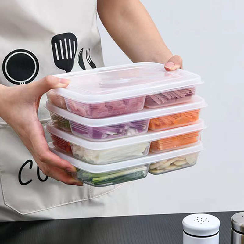 ใหม่【กล่องเก็บของพลาสติก 4 ช่อ - Food Storage Containers Plastic Box บทวิจารณ์และราคา