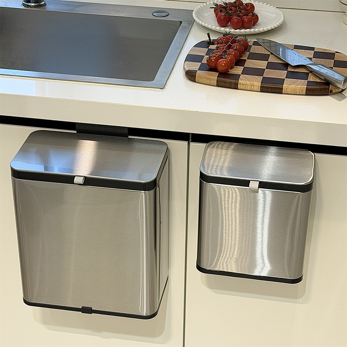 ถังขยะสแตนเลสแบบแขวนติดตู้ครัว - Food Storage Kitchen Cabinet บทวิจารณ์และราคา