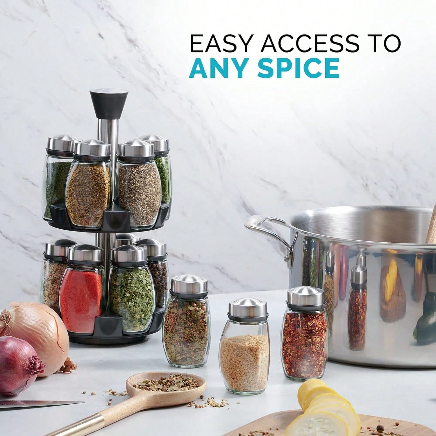 360 °   ชั้นวางเครื่องเทศแบบหม - Food Storage In Cabinets บทวิจารณ์และราคา