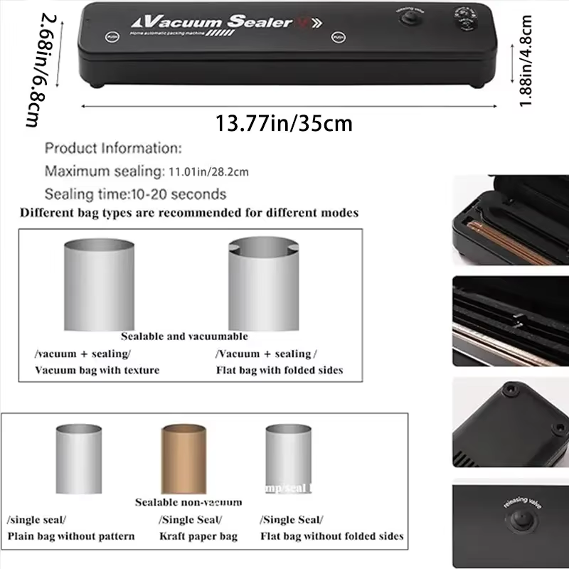 เครื่องซีลสูญญากาศคุณภาพสูง ปี - Food Storage Vacuum Sealer Machine บทวิจารณ์และราคา