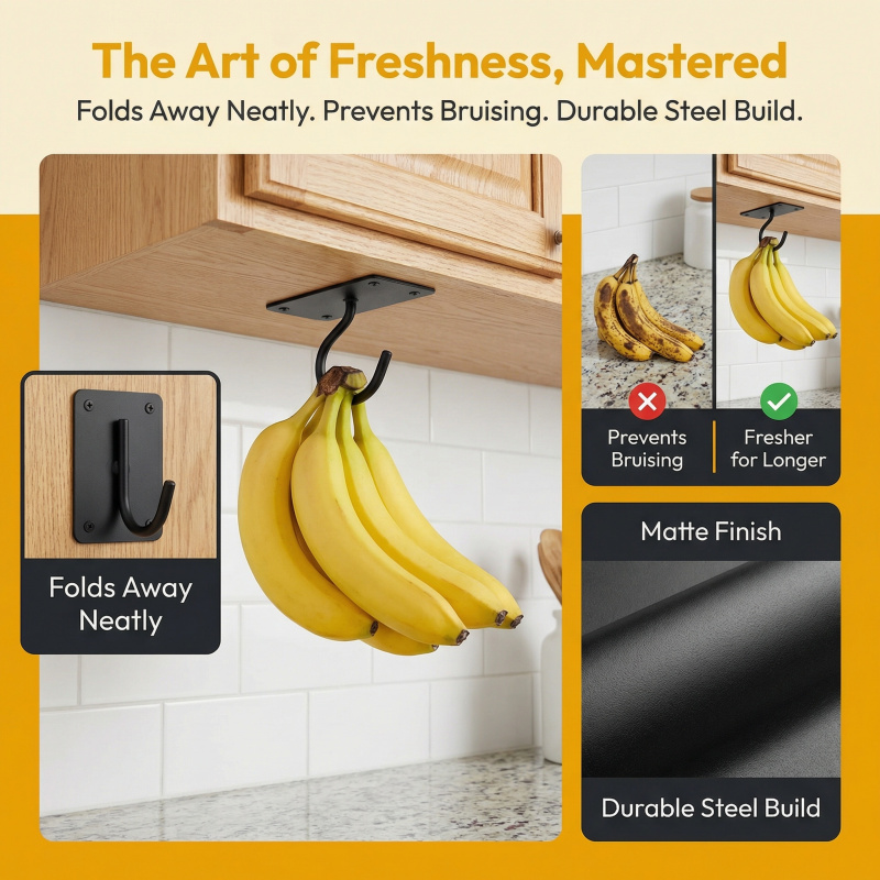 ตะขอแขวนกล้วยแบบติดผนังโลหะสีด - Food Storage Order บทวิจารณ์และราคา